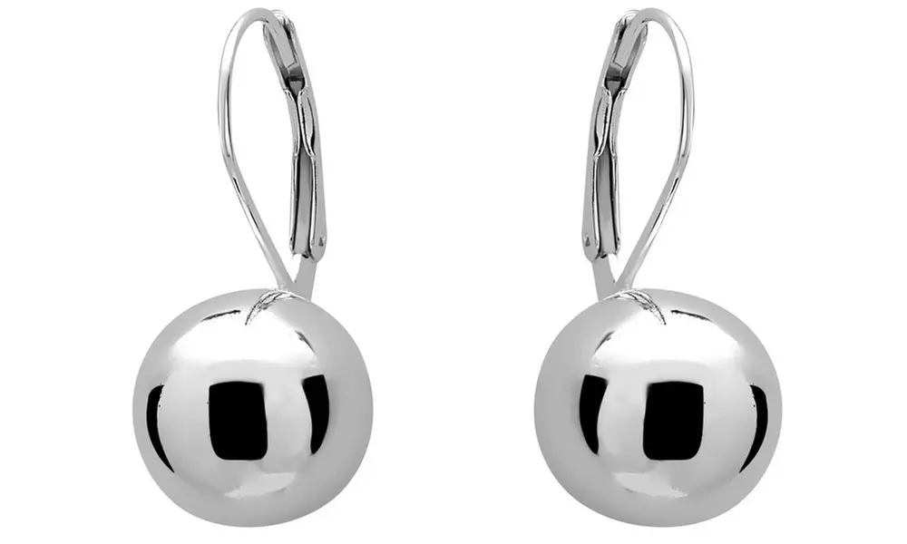 Ball Drop Leverback Earrings in Sterling Silver - Primary Image