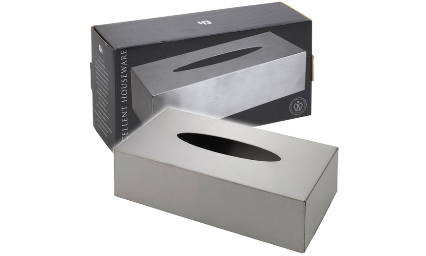 Image 1: Stainless Steel Tissue Box