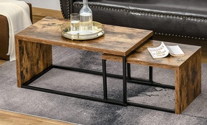 HomCom Two Industrial-Style Coffee Tables