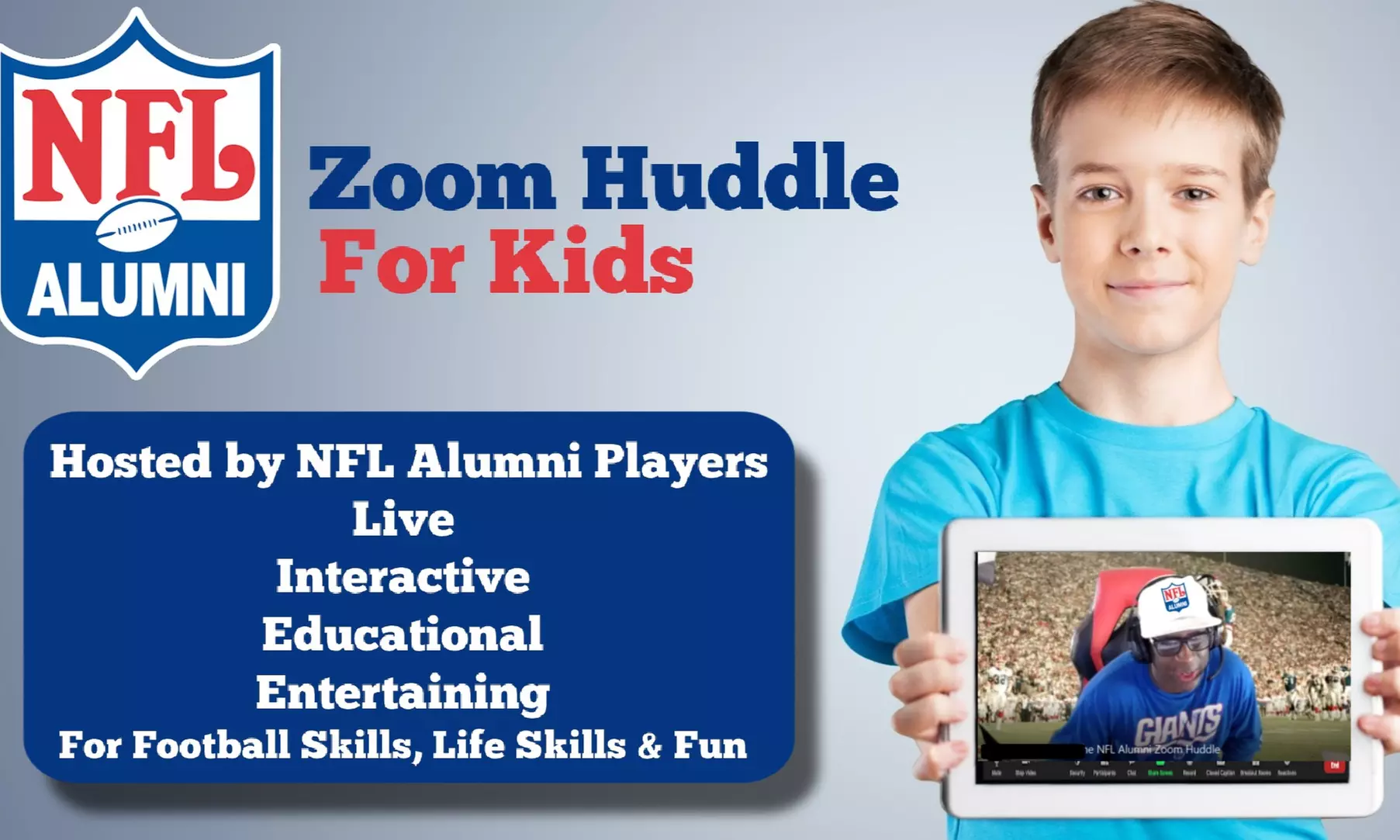 NFL Alumni Zoom Huddle for Kids: A Live Football Education Community with NFL Alumni Players (20% Off) - Primary Image