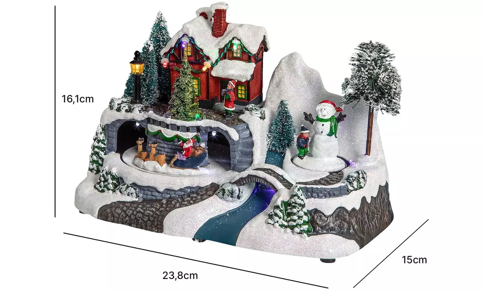 Weihnachtliche Szene mit Musik und Beleuchtung