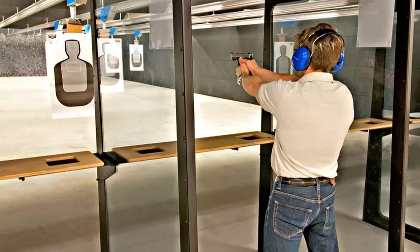 $59 for One-Month Standard Membership with Enrollment Fee and One Multi-Gun Rental ($110 Value) - Primary Image