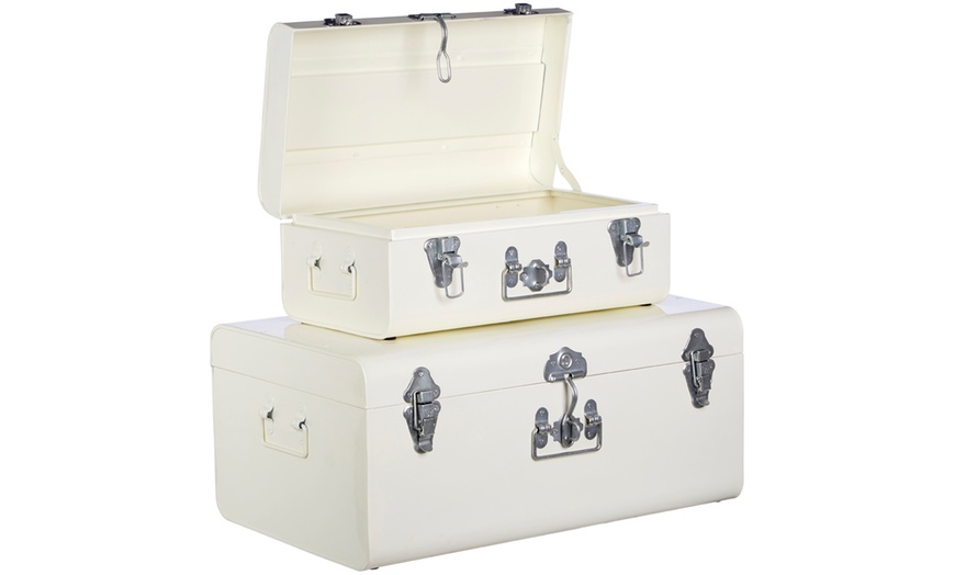 Image 4: Set of Two Metal Storage Trunks