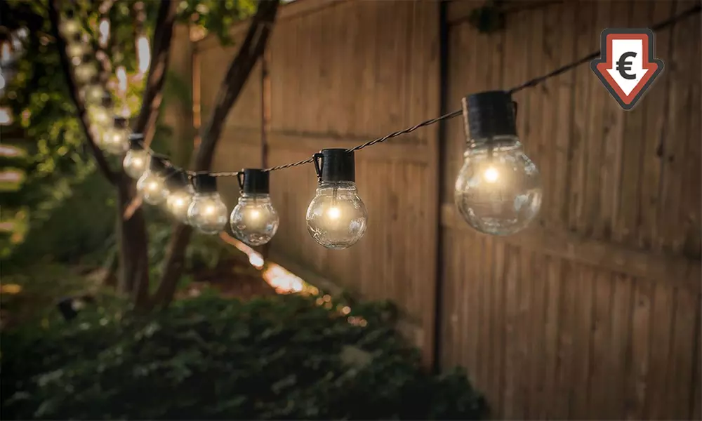 1x, 2x oder 3x Globrite Lichterkette mit 10 Solarlampen in Glühbirnen-Optik für den Außenbereich - Primary Image
