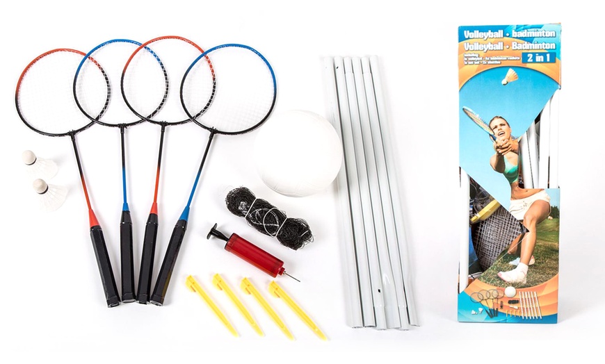 Image 1: Volleyball and Badminton Set 