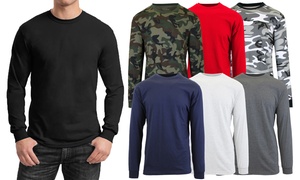 Men's Long-Sleeve Fitted Crew-Neck Classic Tees (3-Pack; S–3XL) 