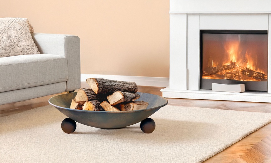 Image 3: Brasero redondo de hierro forjado para exteriores