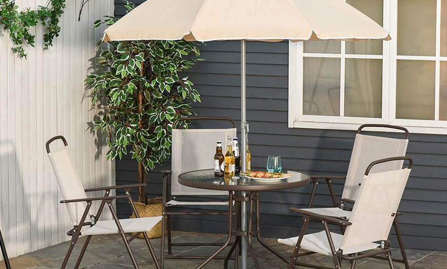 Image 3: Outsunny Six-Piece Garden Bistro Set