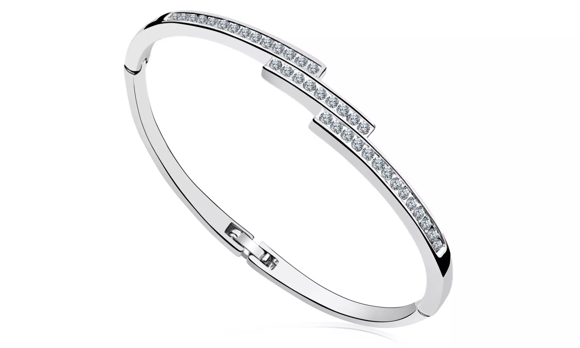 Slim Staggered Bangle with Swarovski Crystals - Primary Image