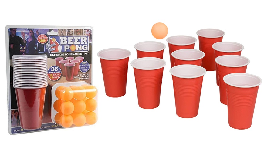 Image 1: 36-Piece Beer Pong Set 