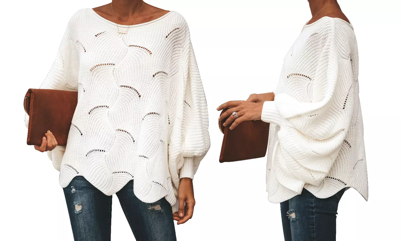 Pull ajouré manches chauves souris Floriane - Second Medium