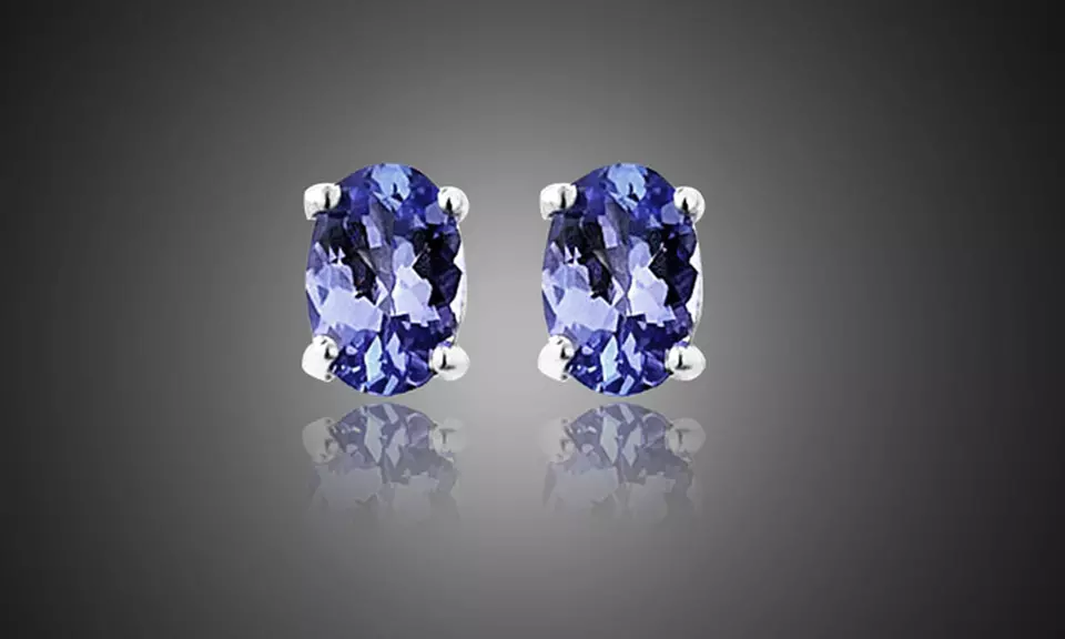 Genuine Tanzanite Round or Oval Cut Studs by Valencia Gem (1 or 2 Pairs) - Second Medium