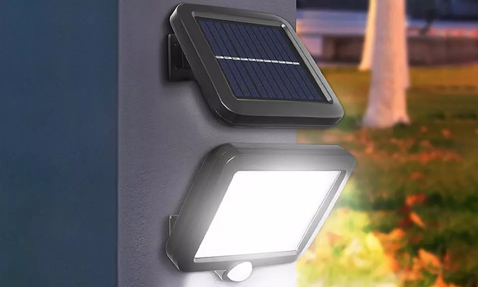 Lámpara de pared de 120 led con panel solar y sensor de movimiento