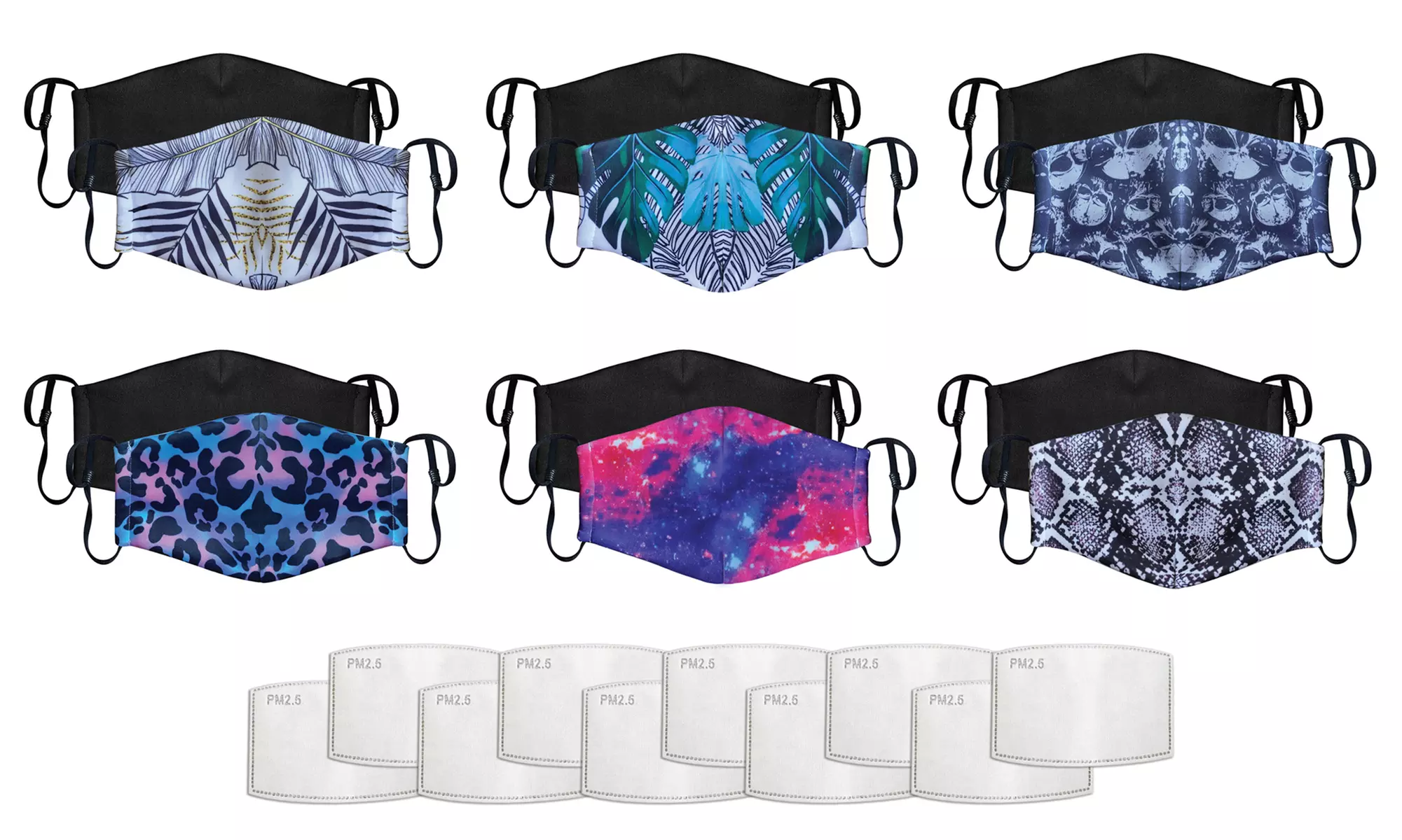 Reusable Non-Medical Printed Face Mask with 10 Filters (2-Pack) - Primary Image