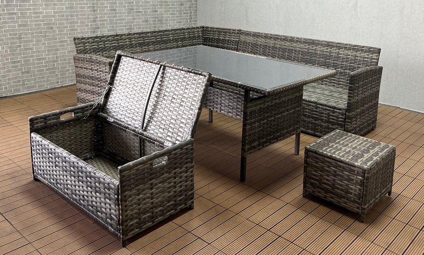 Image 7: Rattan-Effect Outdoor Set with Cover