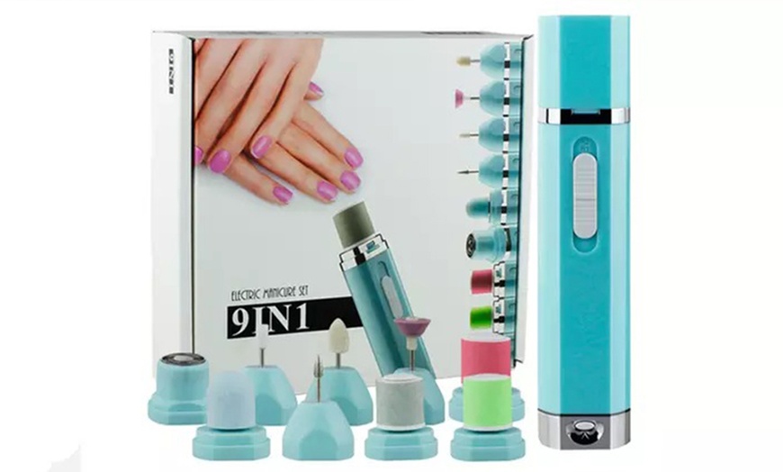 Image 1: Nine-in-One Manicure and Pedicure Electric Drill Set