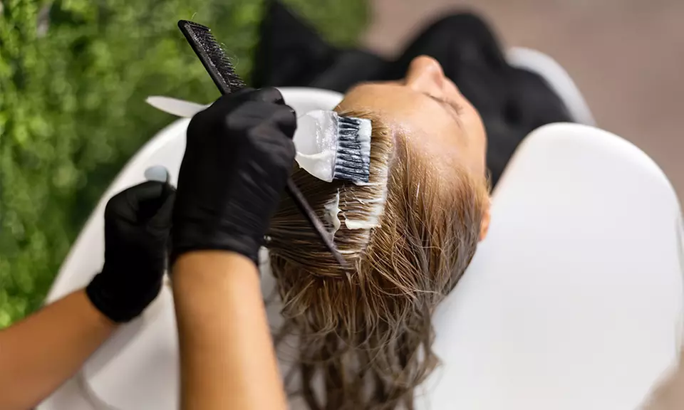 Hair Root Color with paddle dry at Spaces Salon and Spa