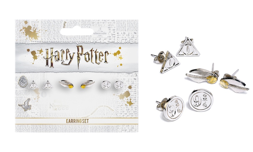 Image 1: Harry Potter Set of 3 Earrings