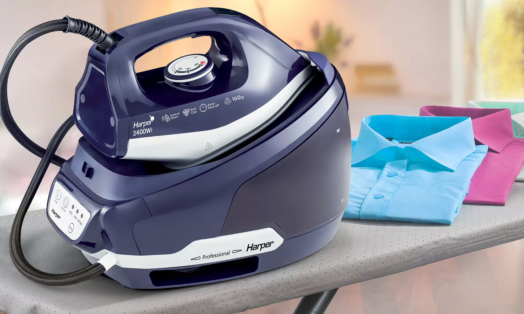 Centrale vapeur CV_AQUAPRO2 de Harper, 2400 Watts, 8 bars, anticalcaire et semelle céramique - Primary Image