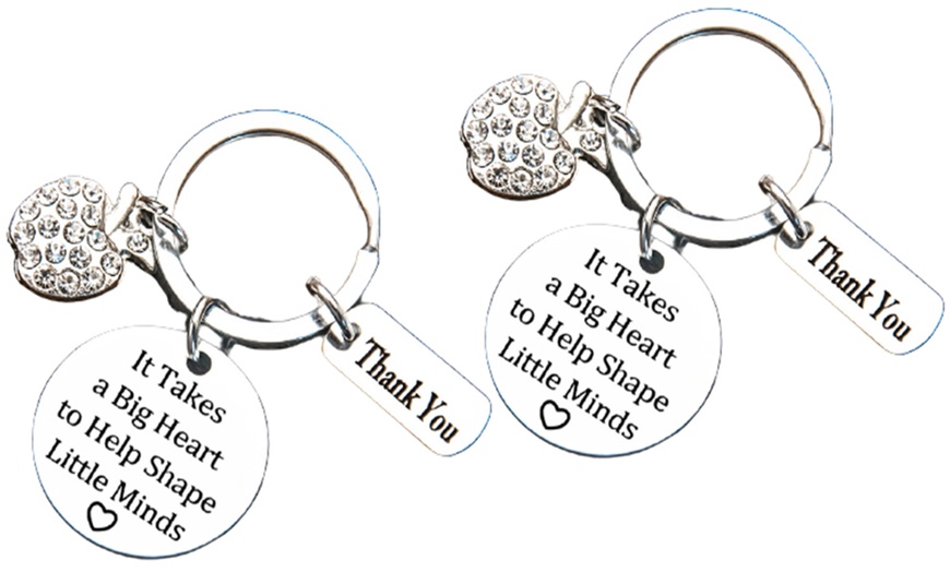 Image 2: One, Two or Four "It Takes a Big Heart to Shape Little Minds" Keychain