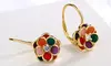 14K Gold Floral Leverback Earrings with crystals from Swarovski