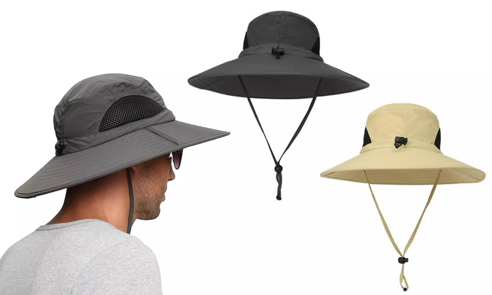 Chapeau trekking réglable, protection contre UV, aération sur les côtés, 2 coloris - Primary Image
