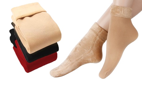 Jusqu'à 4 paires de chaussettes chaudes d'hiver fourrées et réversibles