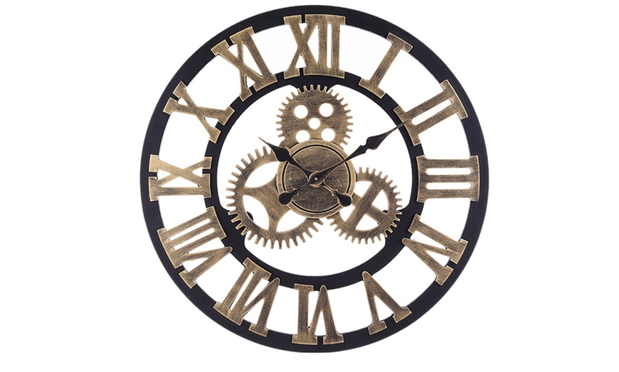 Image 4: Industrial Retro Style Silent Wall Clock 58cm