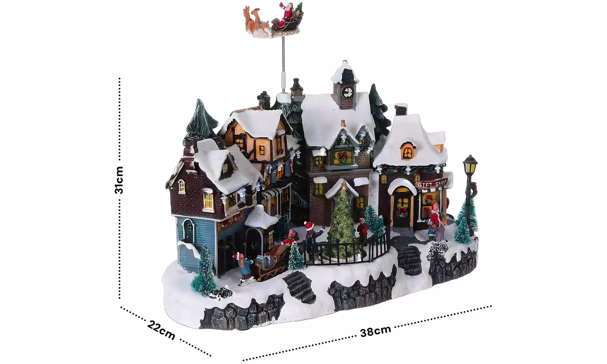 Weihnachtliche Szene mit Musik und Beleuchtung