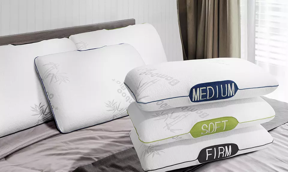 Jusqu'à 4 oreillers Confort à mémoire de forme, 3 fermetés distinctes et déhoussables de la marque Sampur - Primary Image