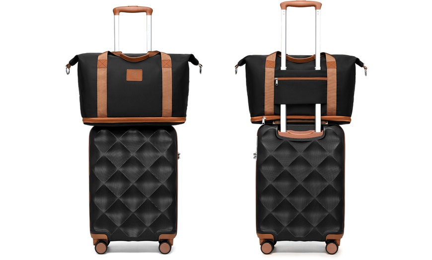 Image 5: Ultralight Hard Shell Diamond-Pattern Suitcase and Travel Bag Set 