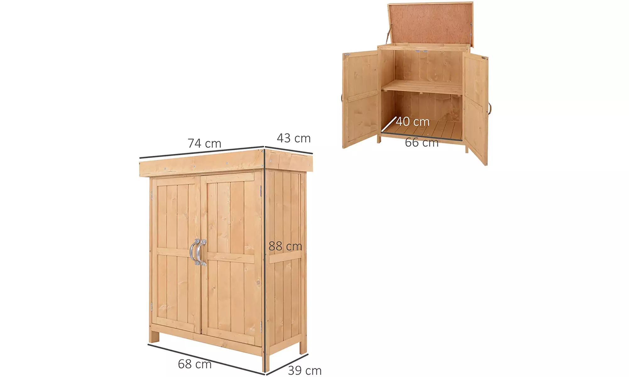 Outsunny Wooden Double Door Shed