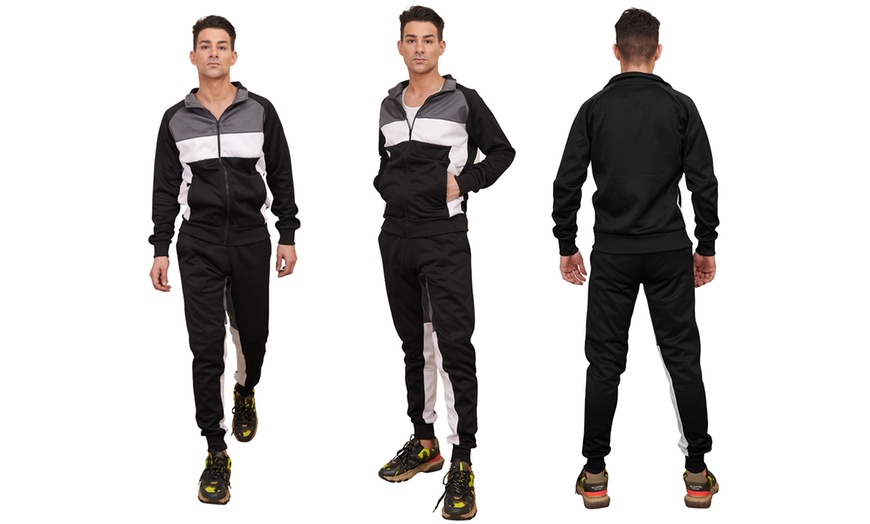 Image 3: Men's Panelled Zip-through Collared Tracksuit