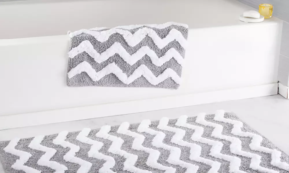 Lavish Home 100% Cotton Chevron Bathroom Mat Set (2-Piece) - Primary Image