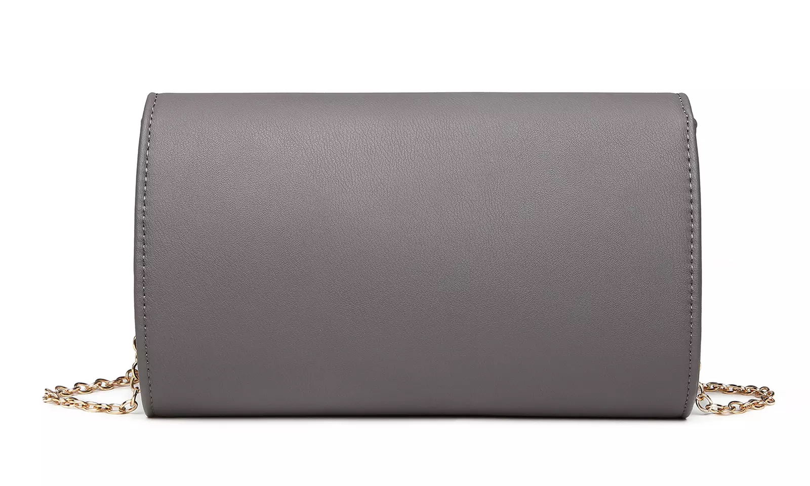 Miss Lulu Vegan Envelope Clutch Bag With Long Gold Chain Strap