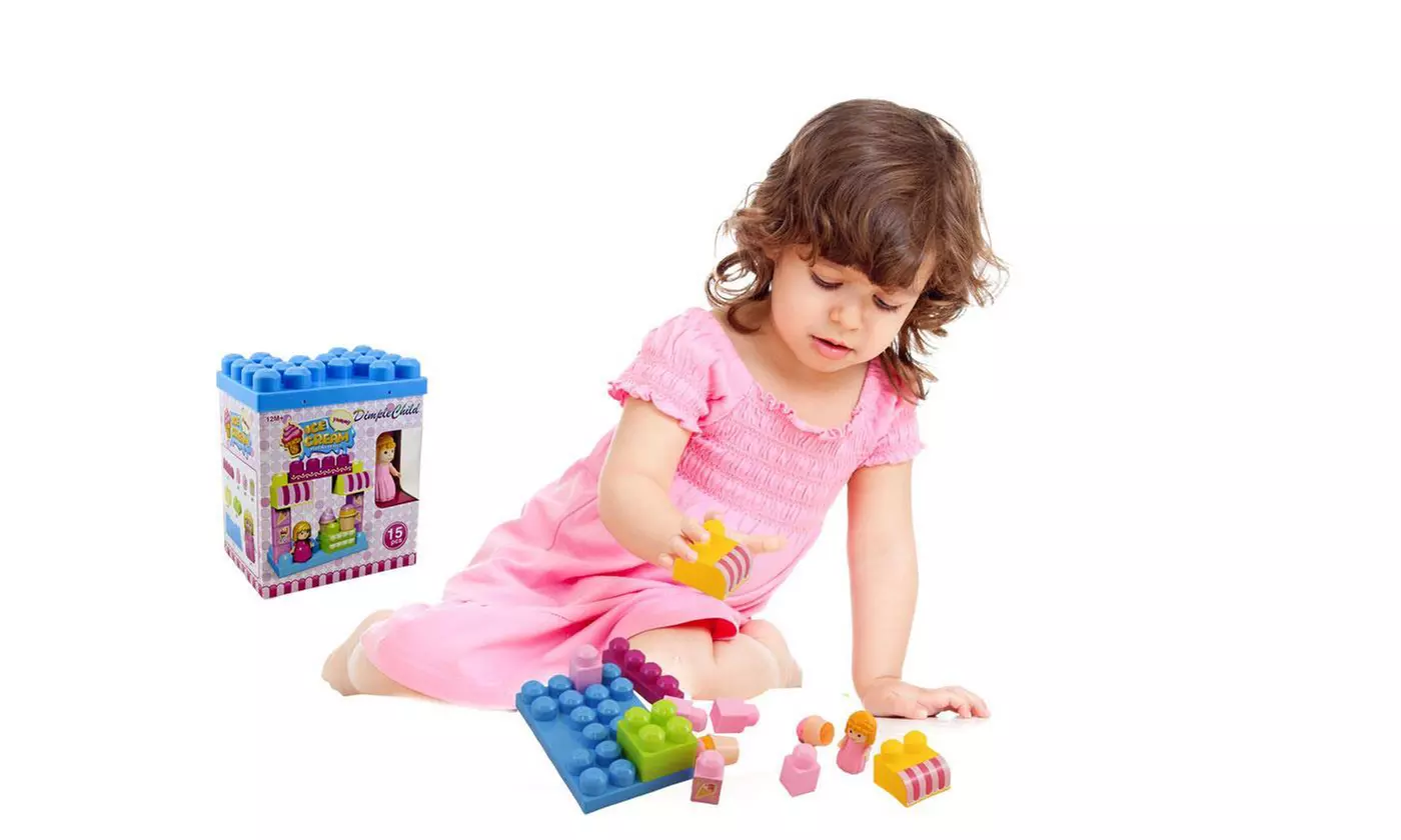 Dimple Ice-Cream-Shop Block Set with Buildable Lid & Figurine (15-Pc.) - Primary Image