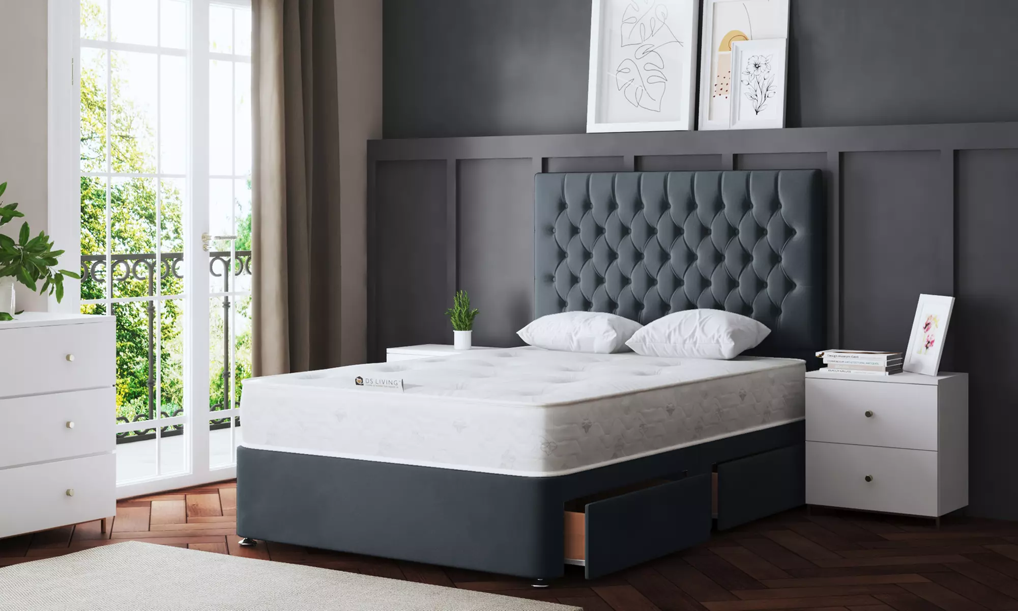 Seraphine Chesterfield Divan Bed with Four Drawers