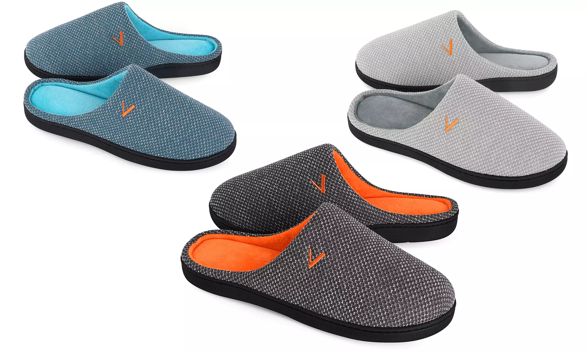 VONMAY Men's Slippers Two-Tone Cozy House Shoes Open Back Memory Foam Slippers
