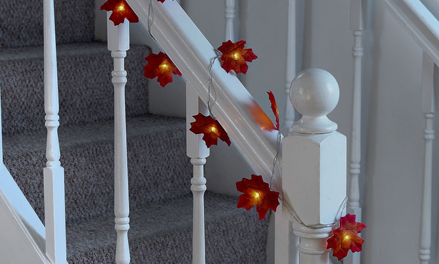 Image 1: Ten-LED Maple Leaf String Light