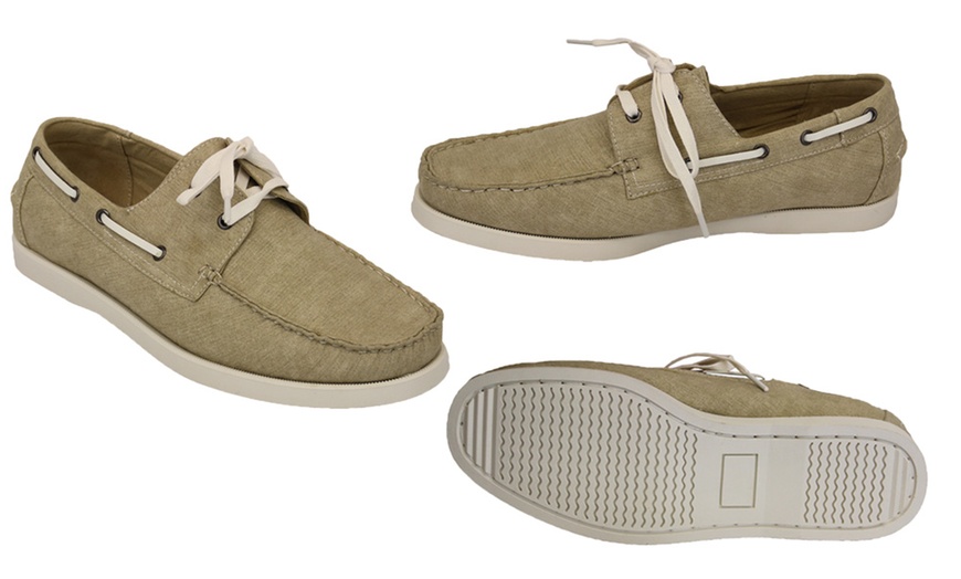 Image 2: Men's Denim Boat Shoes