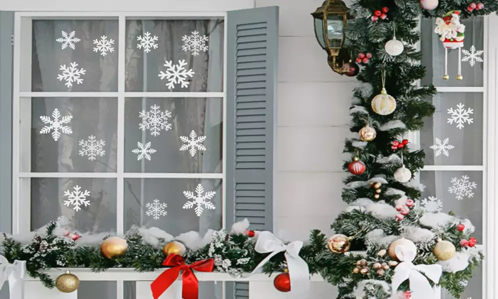 54x, 108x oder 162x Schneeflocken-Aufkleber