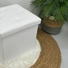 Image 1: Soft Upholstered Pouf with Hidden Storage