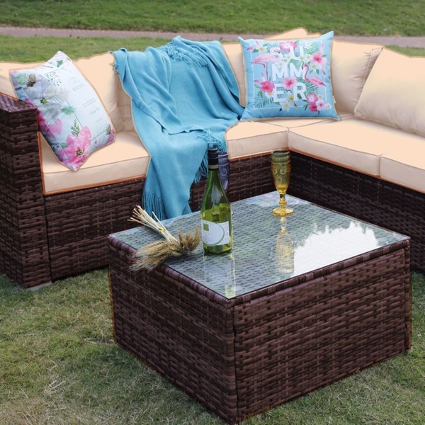 Yakoe Sicily Rattan Effect Garden Furniture Set With Optional Cover