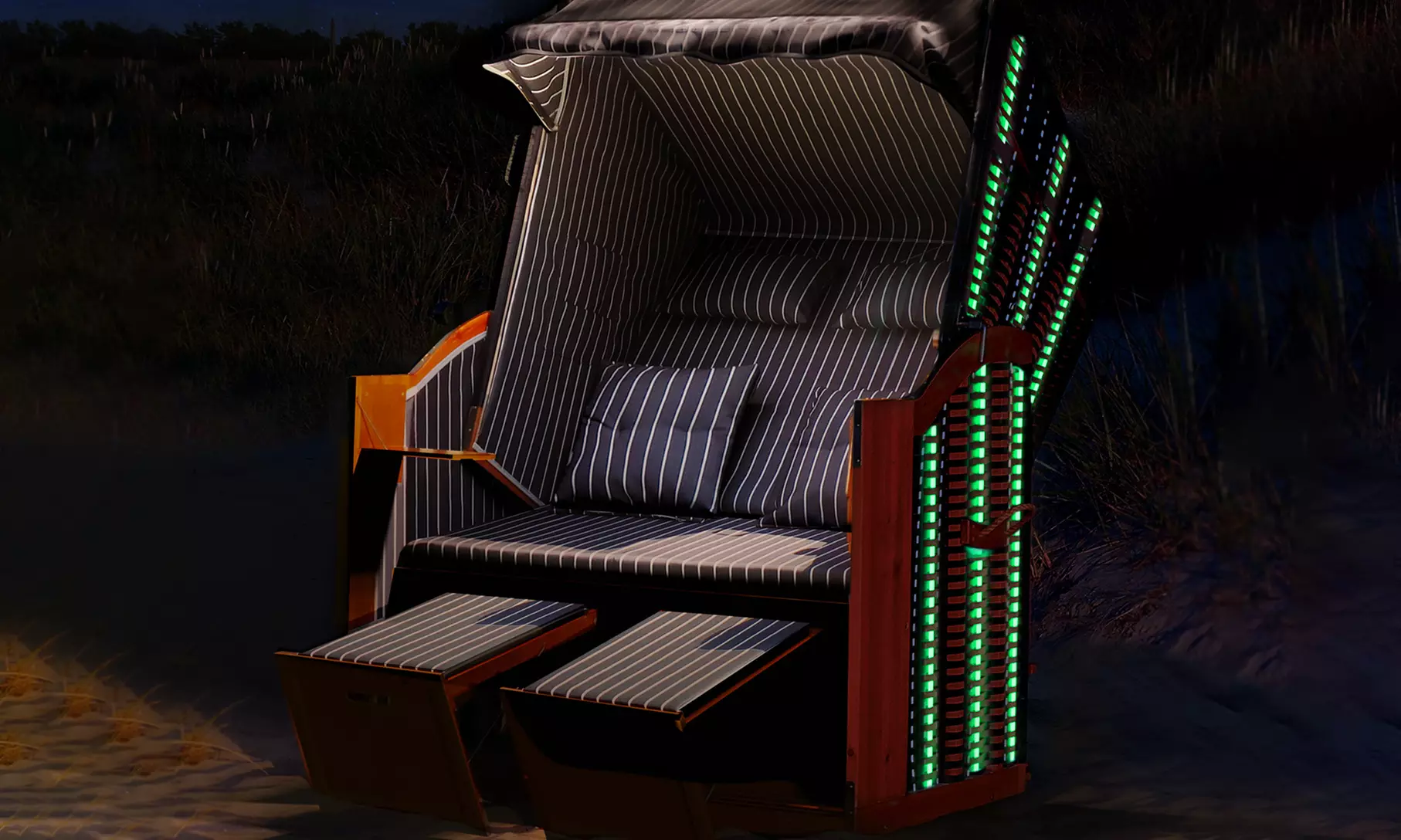 Swing & Harmonie XXL Strandkorb mit RGB-Beleuchtung und Abdeckhaube in der Farbe nach Wahl - Second Medium