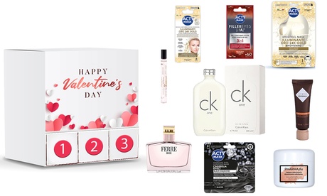 Box-calendario per San Valentino con 9 prodotti tra cosmetici e fragranze Calvin Klein e di altri grandi marchi