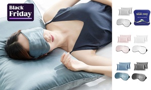 Skin & Hair Care Thermo-Regulating Mulberry Silk Pillowcase & Eye Mask