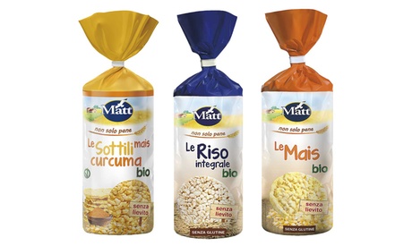 3 o 12 pacchi di gallette Matt Bio di riso e mais disponibili in 3 varietà