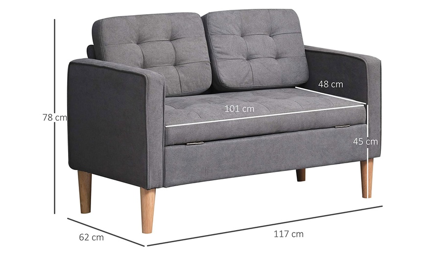 Image 6: HomCom Two-Seater Storage Sofa