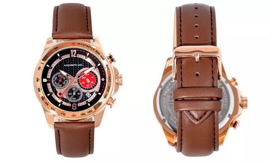 Image 6: Morphic-horloge met leren band