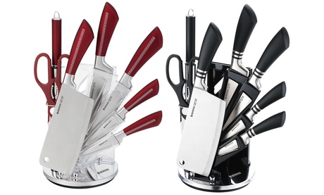 Sets de 8 couteaux au choix avec support, marque Herzog, avec revêtement en acier inoxydable de haute qualité